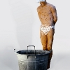Narciso - 2011- terracotta policroma, lamiera, tinozza, impianto idraulico lacrimale, acqua, specchio - cm 154x62x93.jpg
